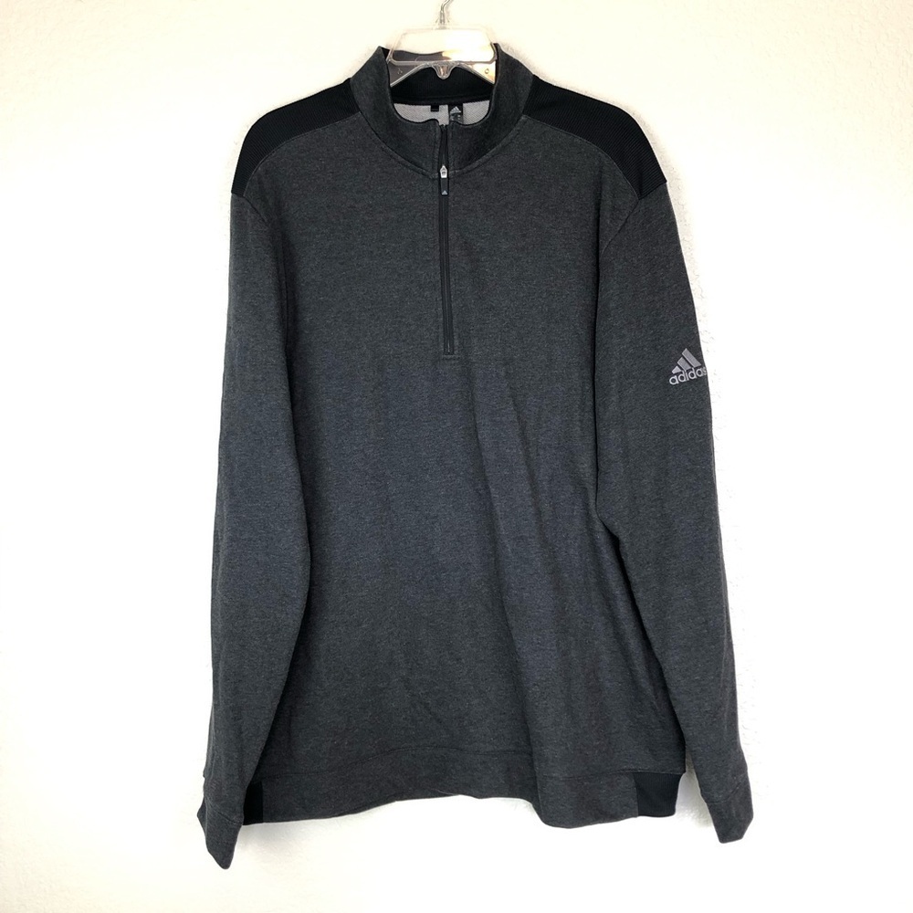 Men's Adidas 1/4 Zip Pullover Top Gray Embroidered Logo size XL